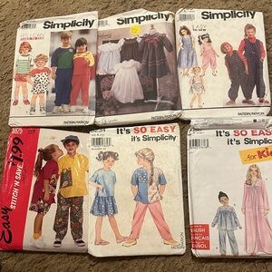 1990s era kids sewing patterns 11 pc set